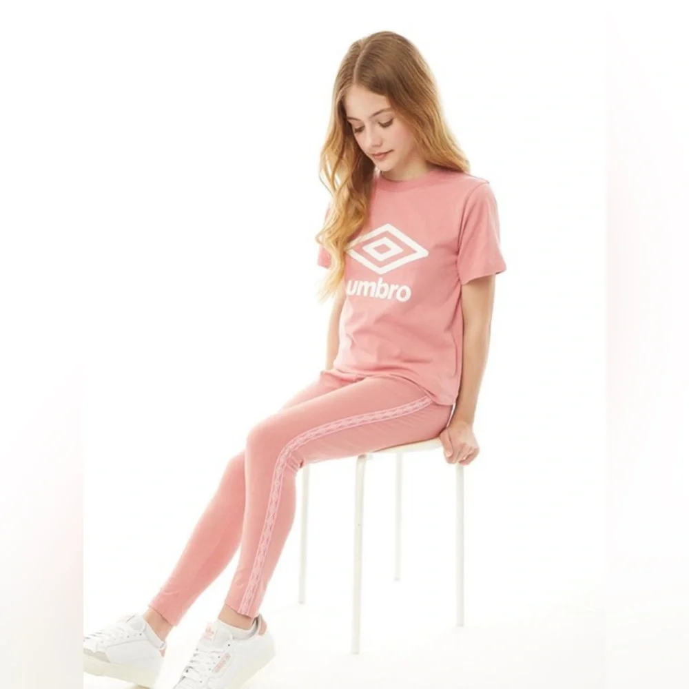Umbro Kids' Magenta Leggings with Pink Stripes